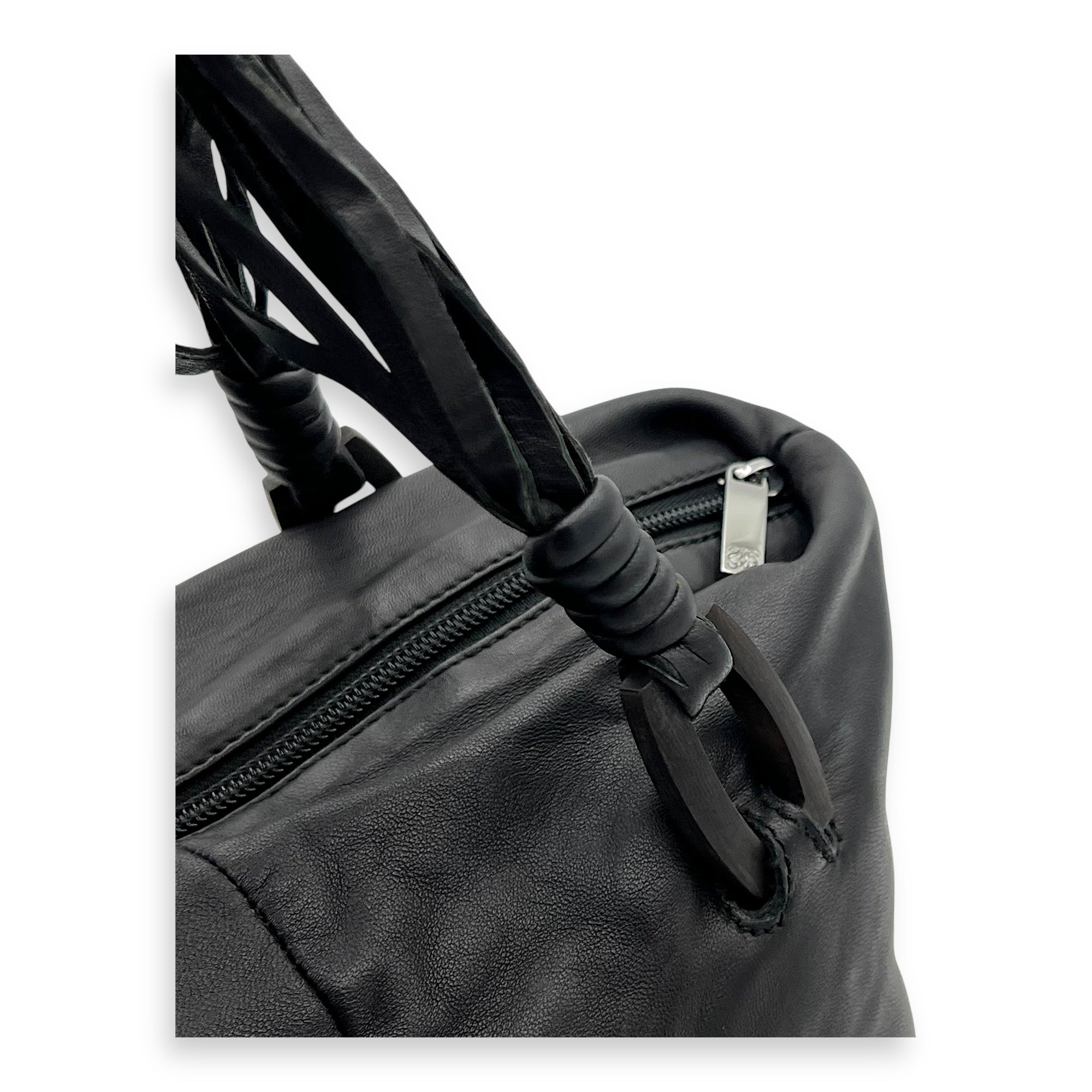 Loewe Vintage Top Handle Bag Black in Lambskin, Silver hardware_8