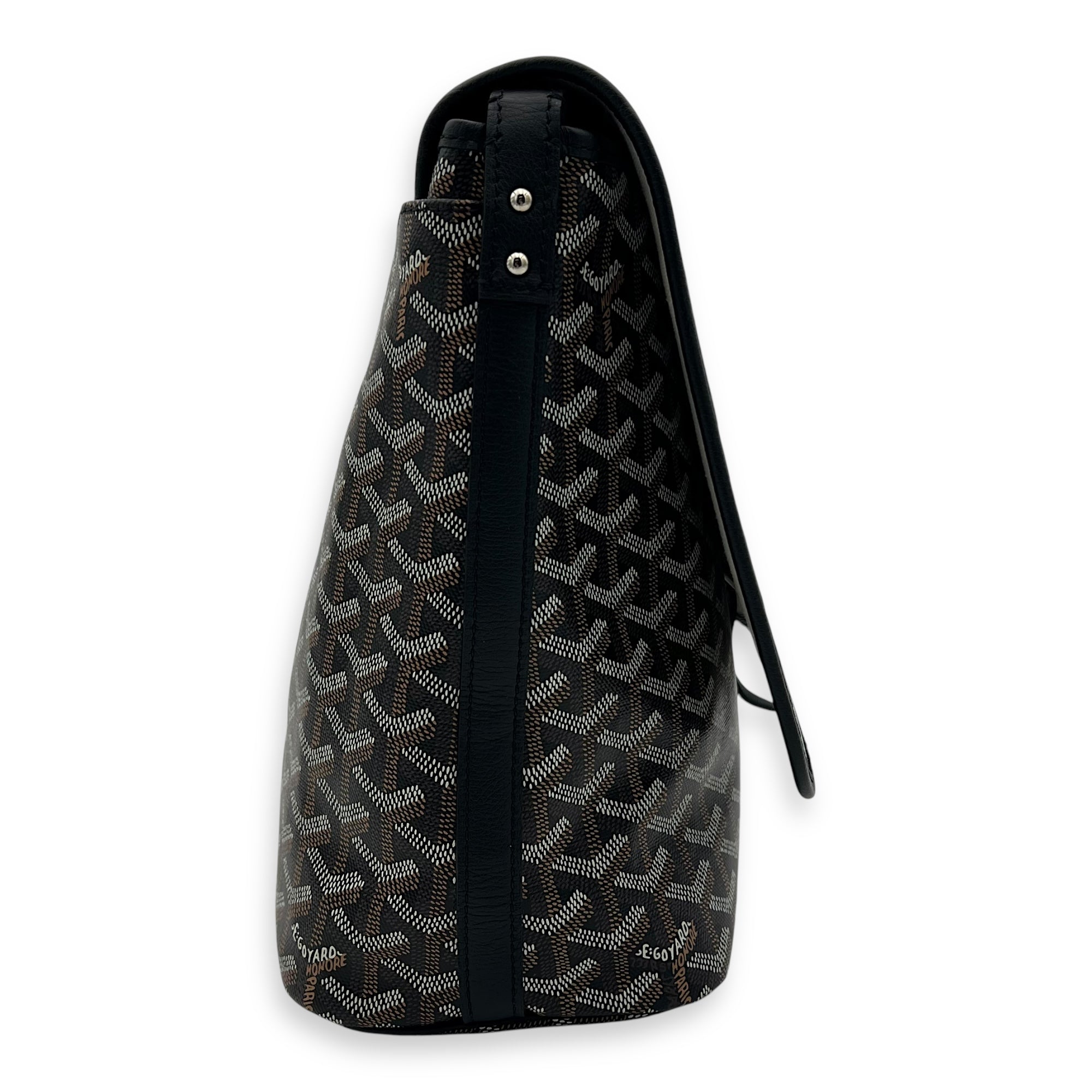 Goyard Capetien Messenger MM Black in Coated Canvas, Silver hardware_3