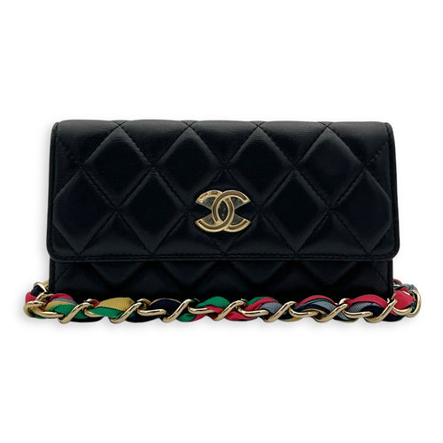 Chanel CC Wallet On Chain Black in Lambskin, Gold hardware_8
