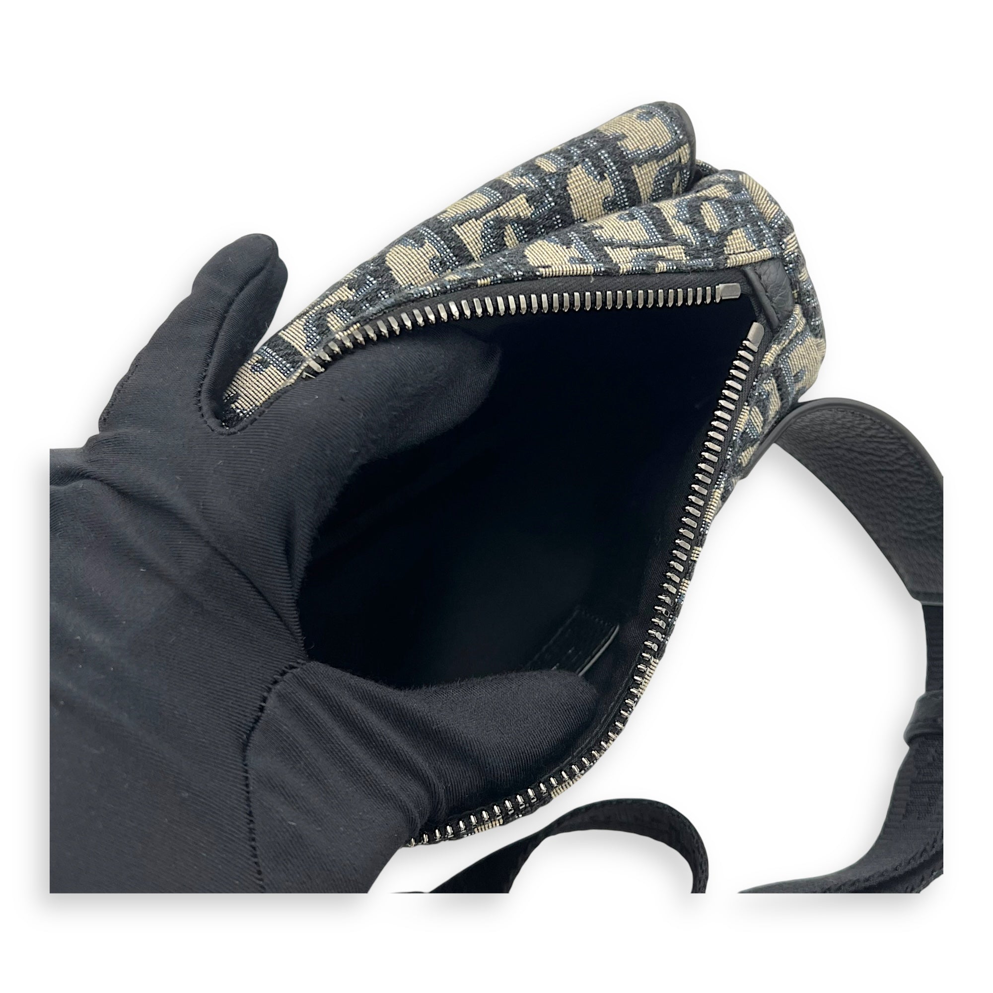 Christian Dior Oblique Belt Bag Blue in Jacquard, Silver hardware_8