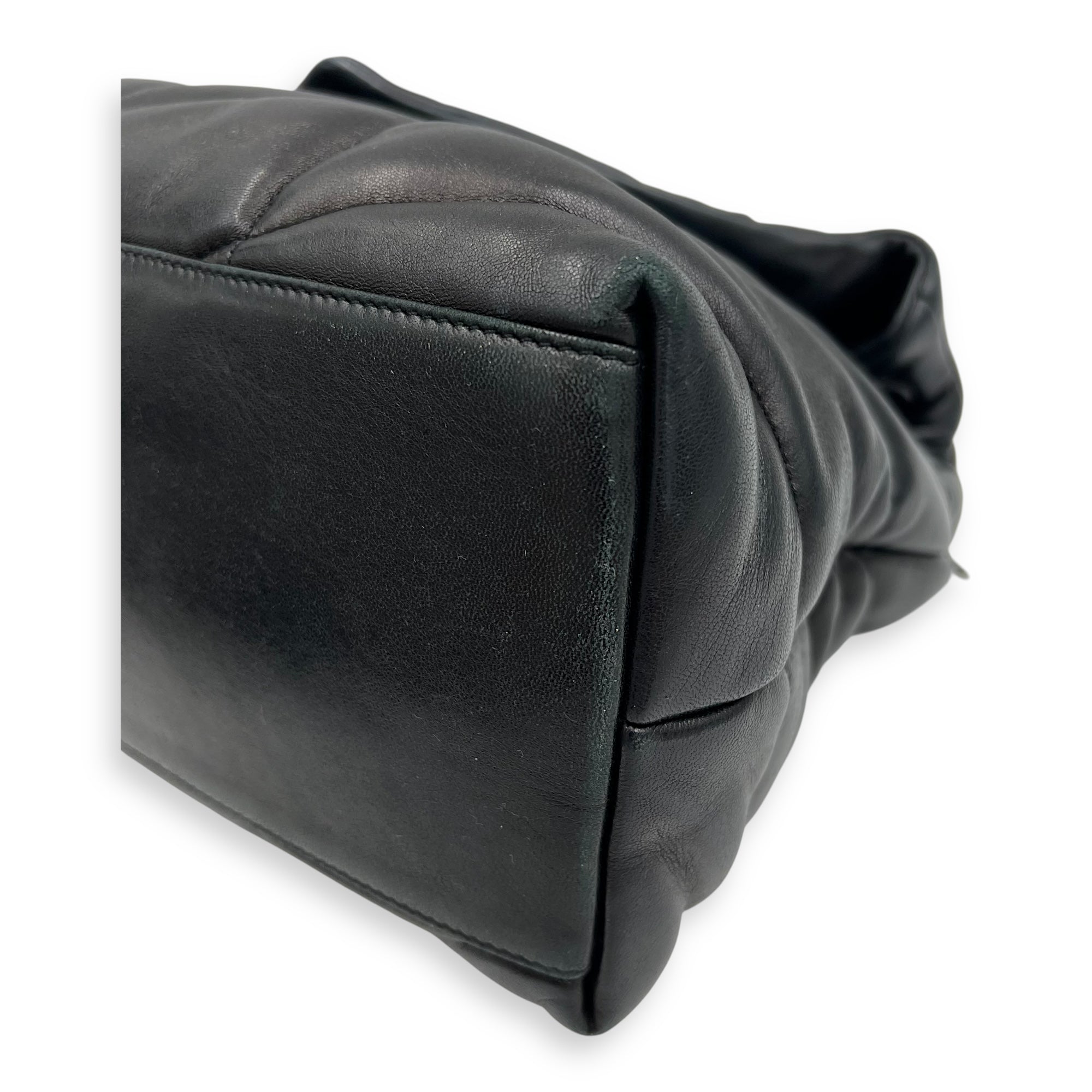 Saint Laurent Puffer Shoulder Bag Black in Lambskin, Lacquered Metal hardware_8