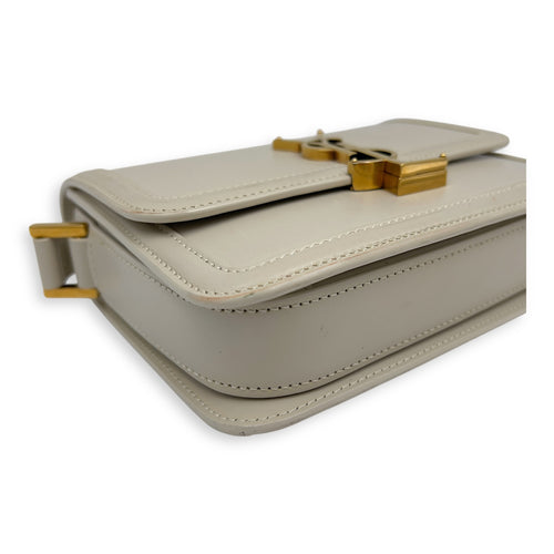Saint Laurent Solferino Shoulder Bag White in Calfskin, Gold hardware_8