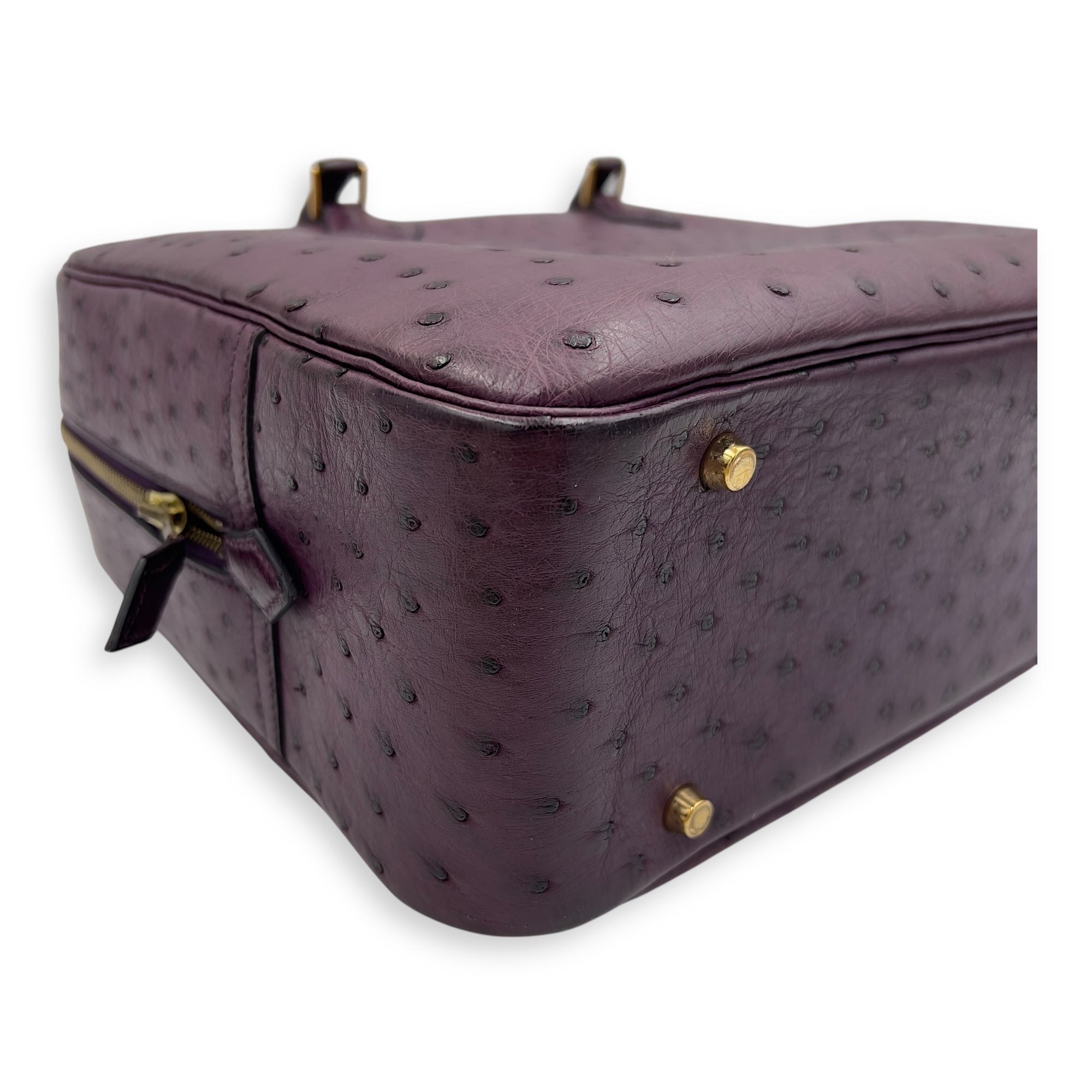 Hermès Plume Purple in Ostrich, Gold hardware_8