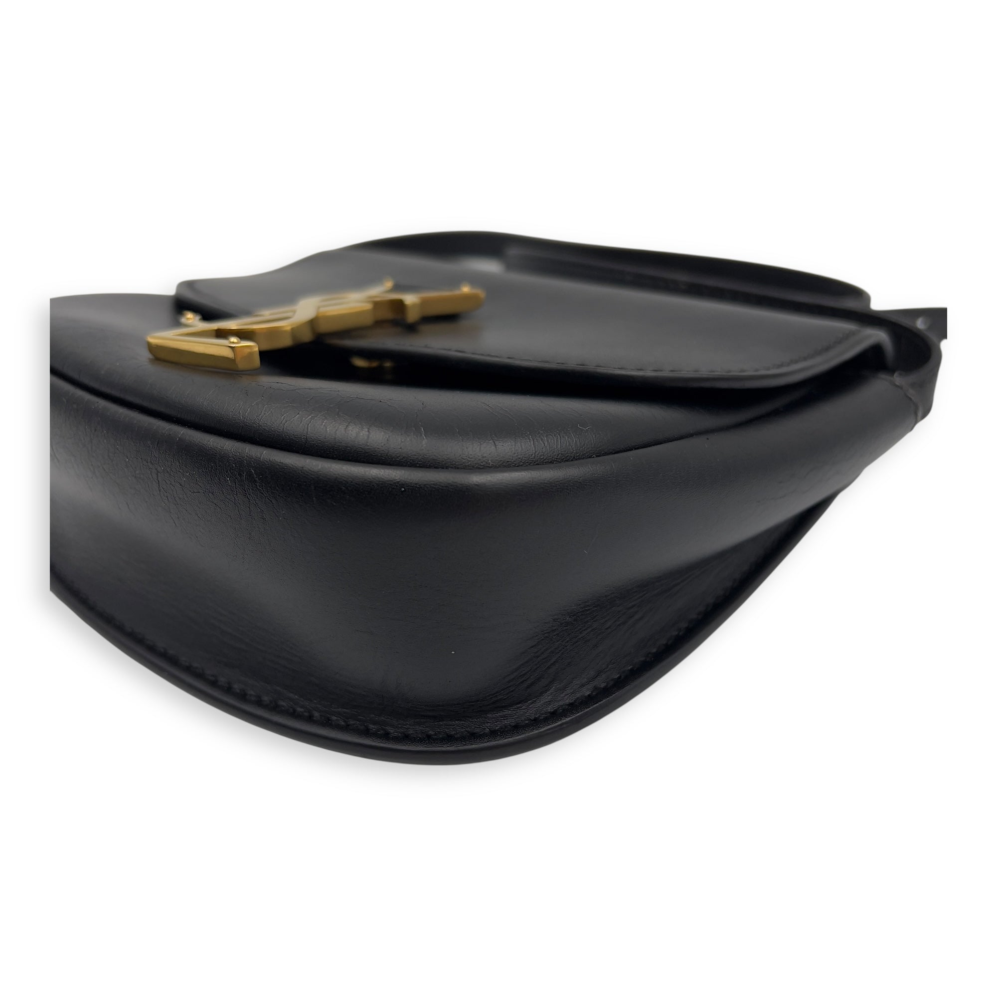 Saint Laurent Kaia Crossbody Bag Black in Calfskin, Gold hardware_6