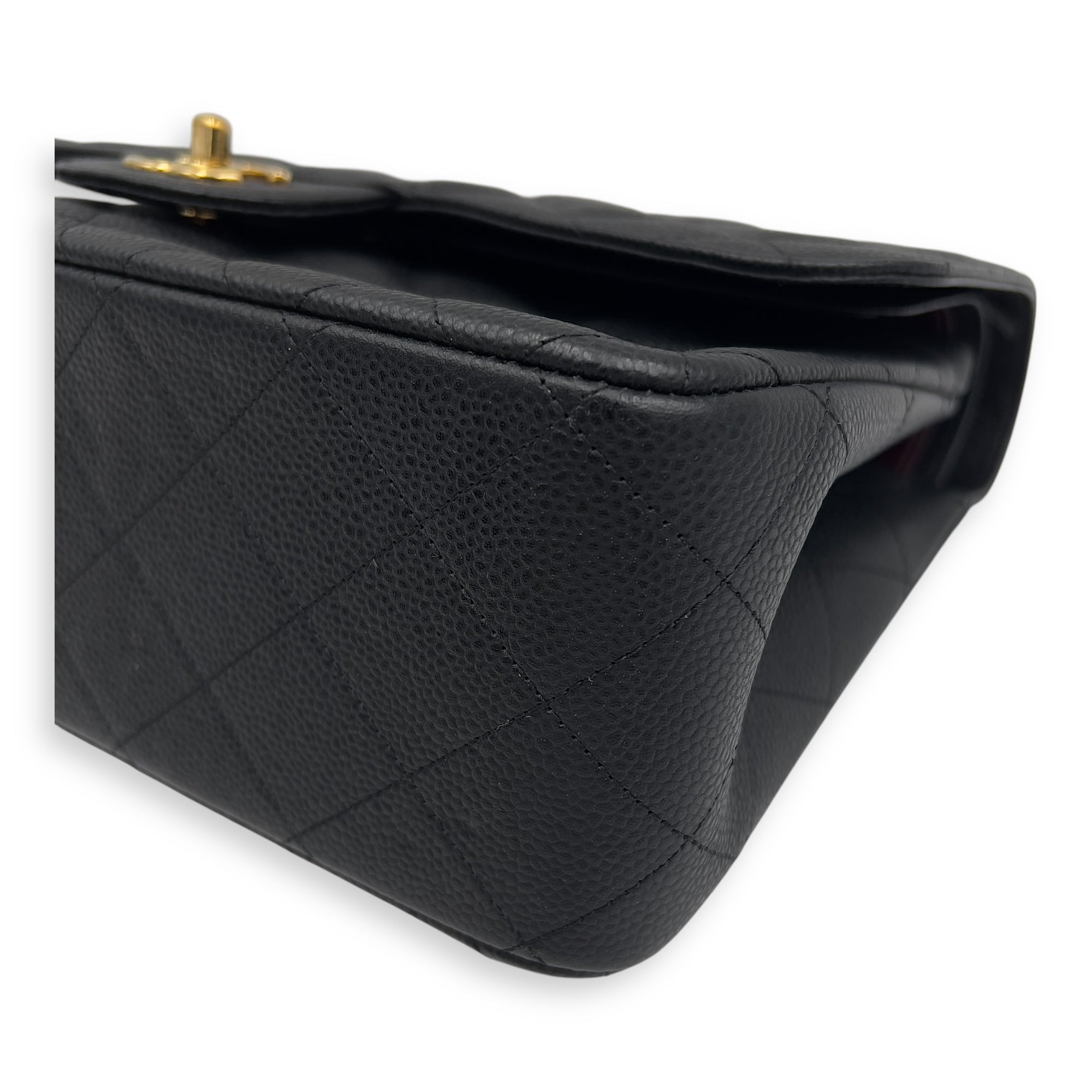 Chanel Classic Shoulder Bag Jumbo Black in Caviar Leather, Silver hardware_7