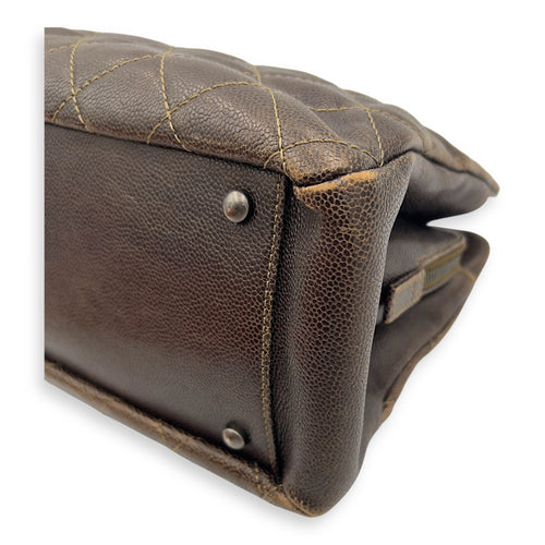 Chanel Quilted Wildstitch Tote Bag Brown in Calfskin, Ruthenium hardware_6