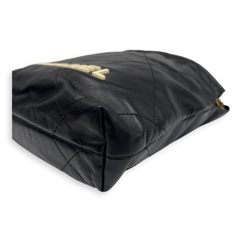 Chanel 22 Tote Shoulder Bag Mini Black in Lambskin, Gold hardware_8