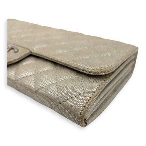 Chanel CC Silver Wallet On Chain in Jersey, Silver hardware_8