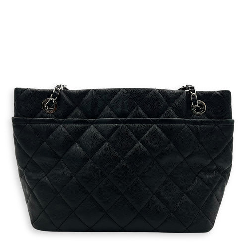 Chanel CC Tote Bag Black in Caviar Leather, Silver hardware_8