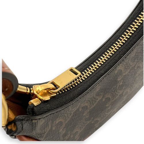 Celine Ava Shoulder Bag Brown in Coated Canvas, Gold hardware_8