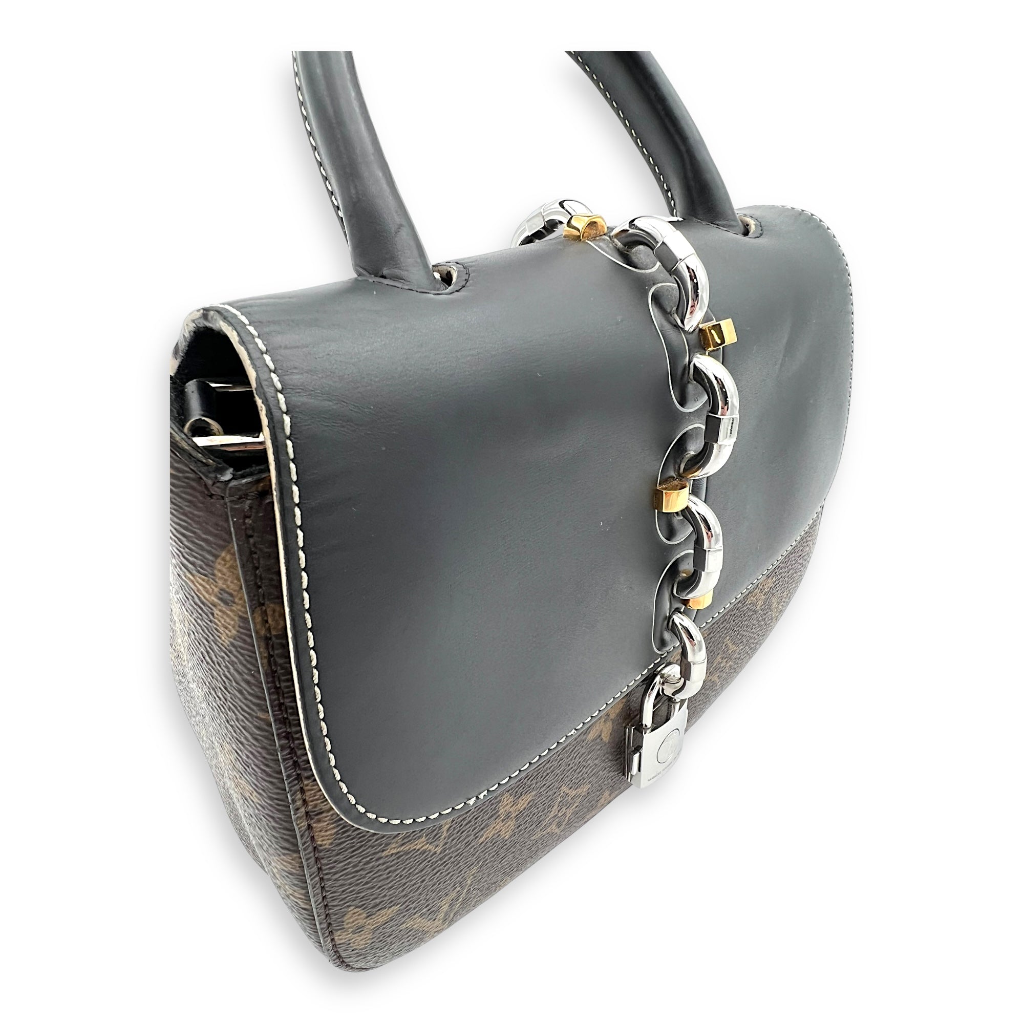 Louis Vuitton Chain It Top Handle Bag Brown in Monogram Coated Canvas, Silver hardware_3