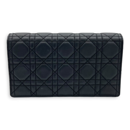 Dior Lady Dior Pouch With Strap Black Wallet On Chain in Calfskin, Silver hardware_2