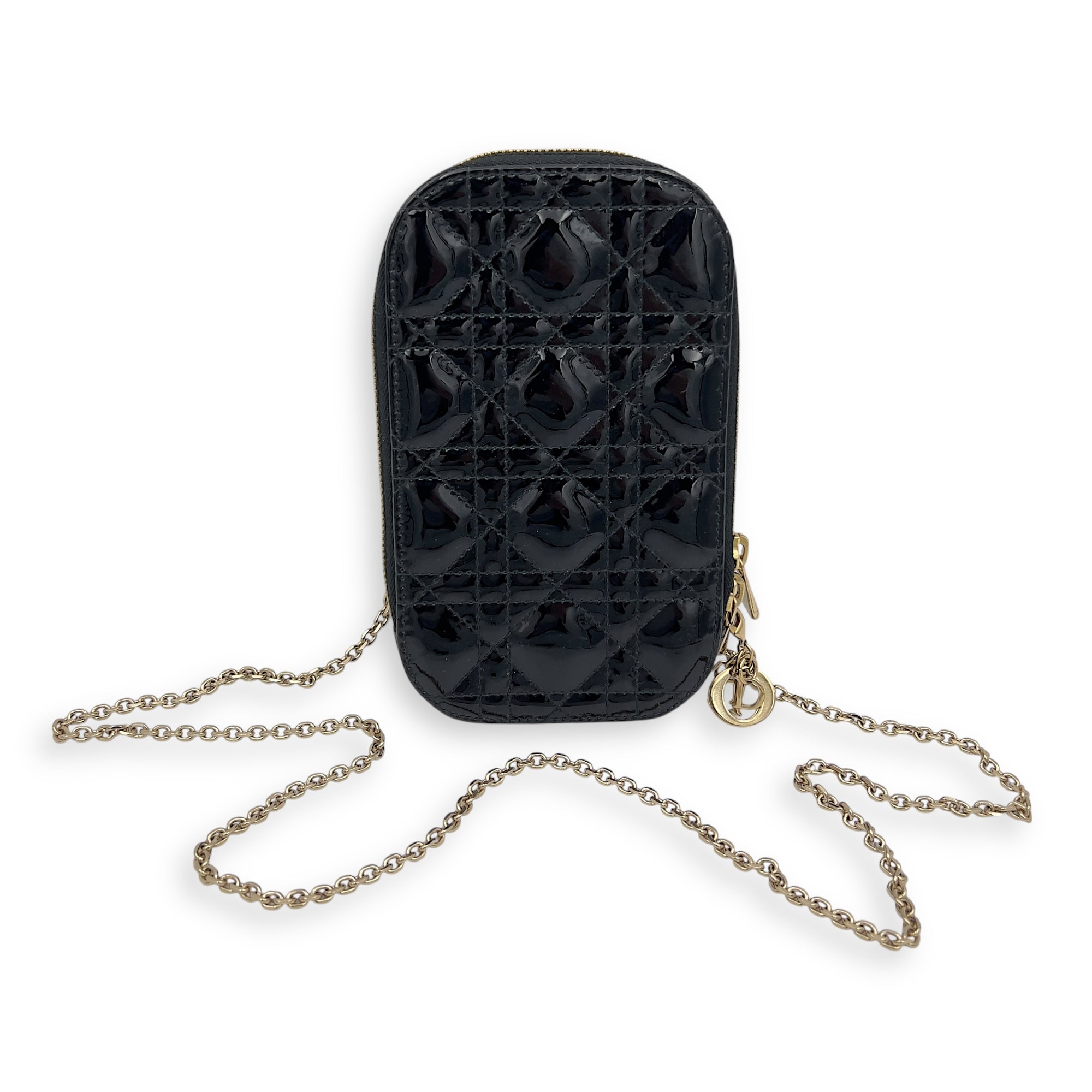 Dior Cannage Top Handle Bag Black in Patent Leather, Gold hardware_6
