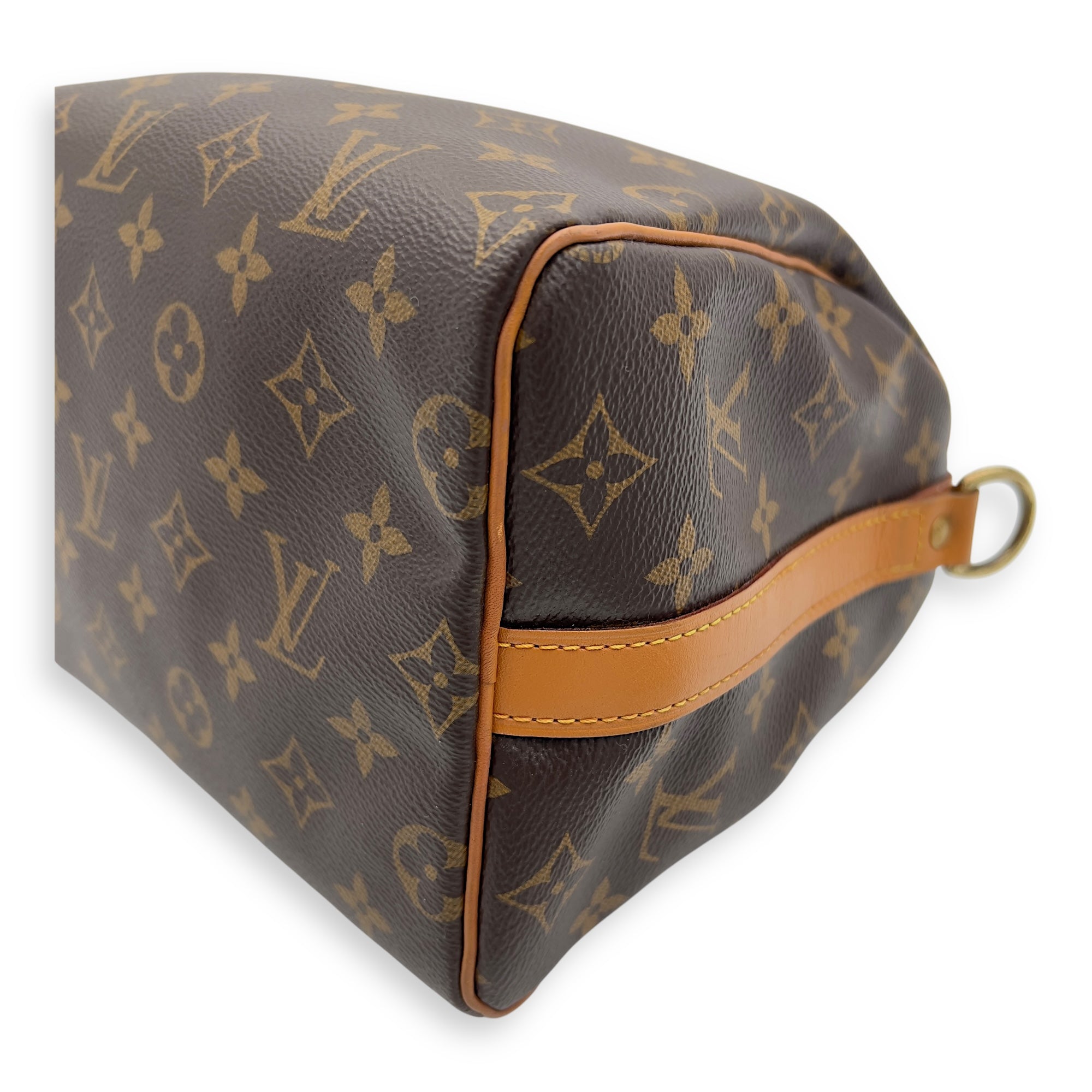 Louis Vuitton Speedy Bandouliere Top Handle Bag 25 Brown in Monogram Coated Canvas, Gold hardware_9