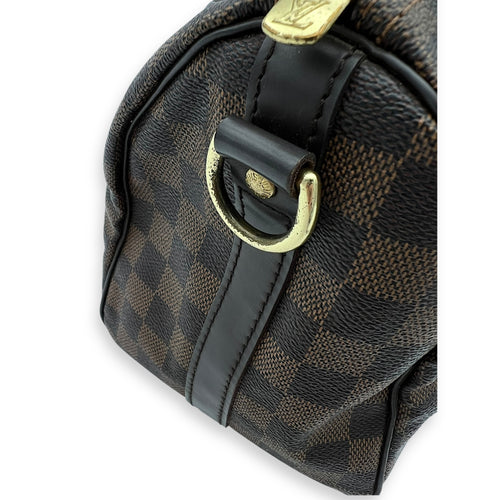 Louis Vuitton Speedy Bandouliere Top Handle Bag 25 Brown in Coated Canvas, Gold hardware_8