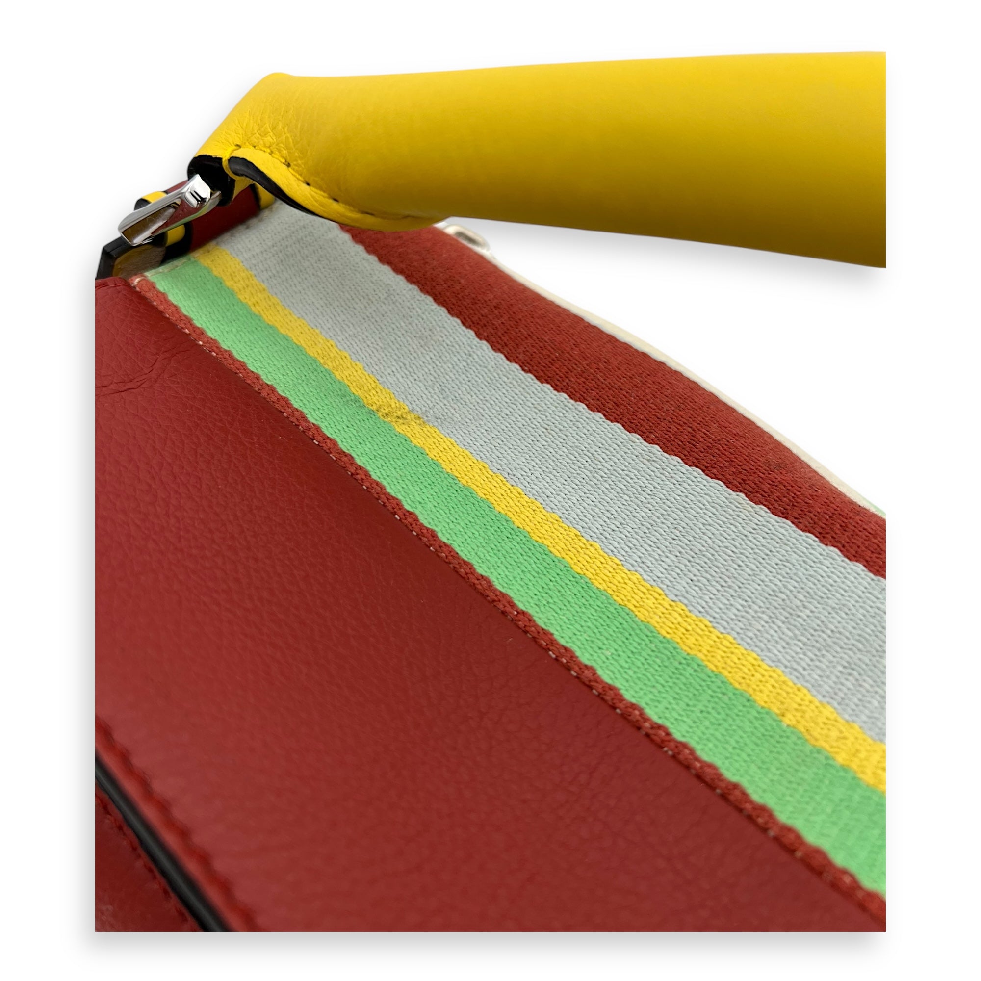 Loewe Puzzle Crossbody Bag LG Multi-colour in Leather and canvas, Silver hardware_3