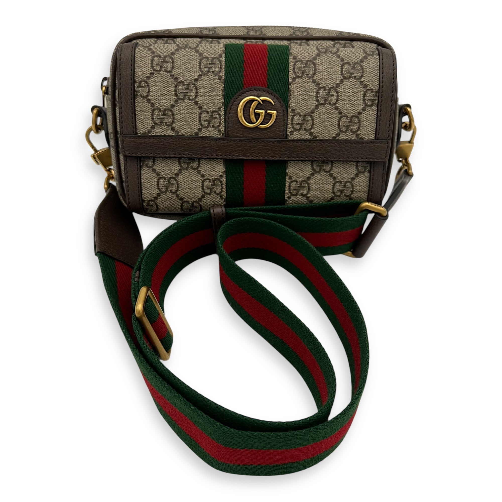 Gucci Ophidia Crossbody Bag Mini Brown in Coated Canvas, Gold hardware_3