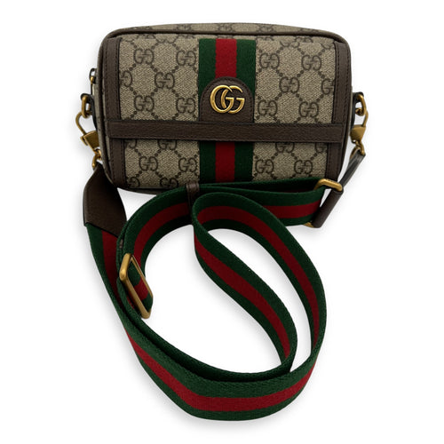 Gucci Ophidia Crossbody Bag Mini Brown in Coated Canvas, Gold hardware_3