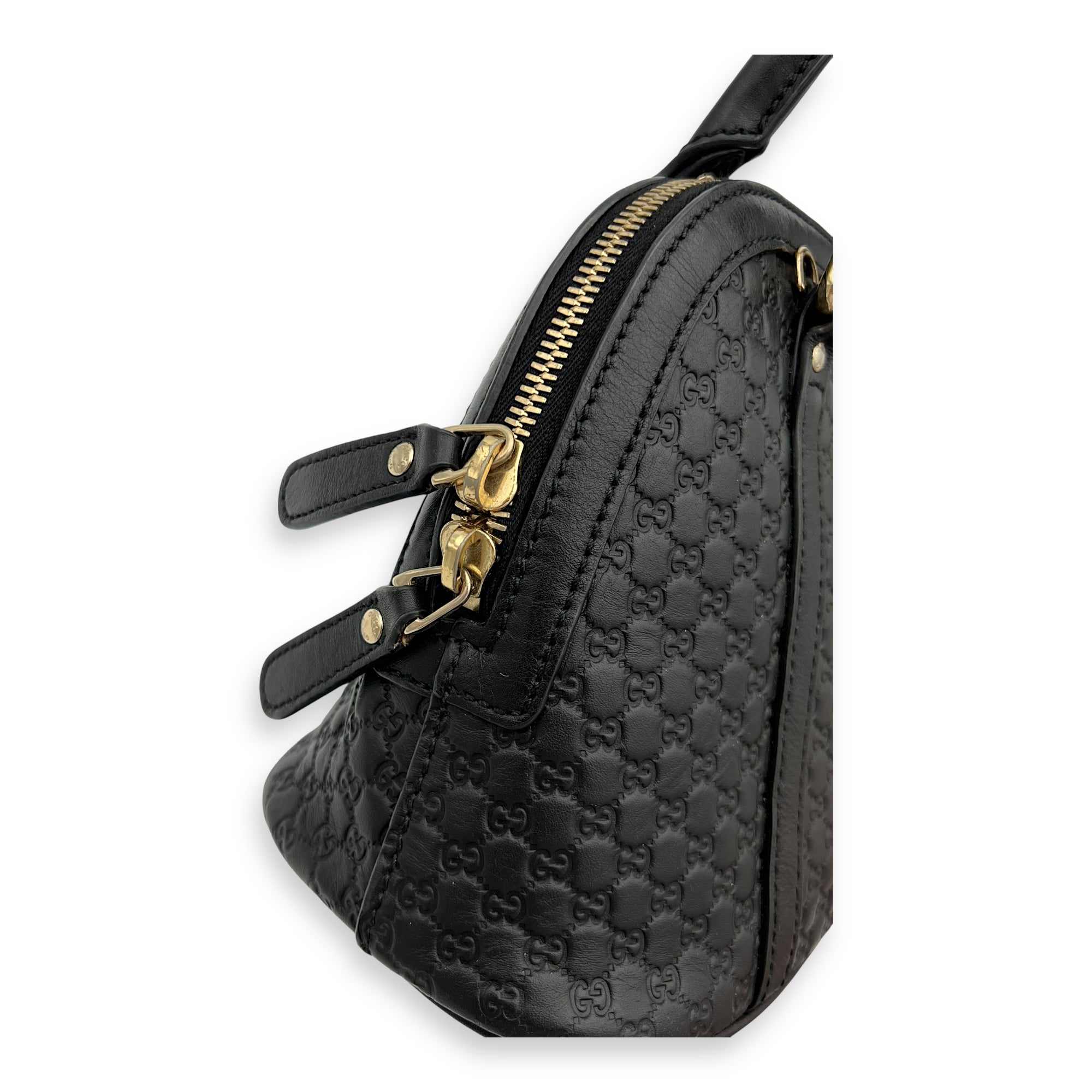 Gucci Micro gg Top Handle Bag Small Black in Calfskin, Gold hardware_5