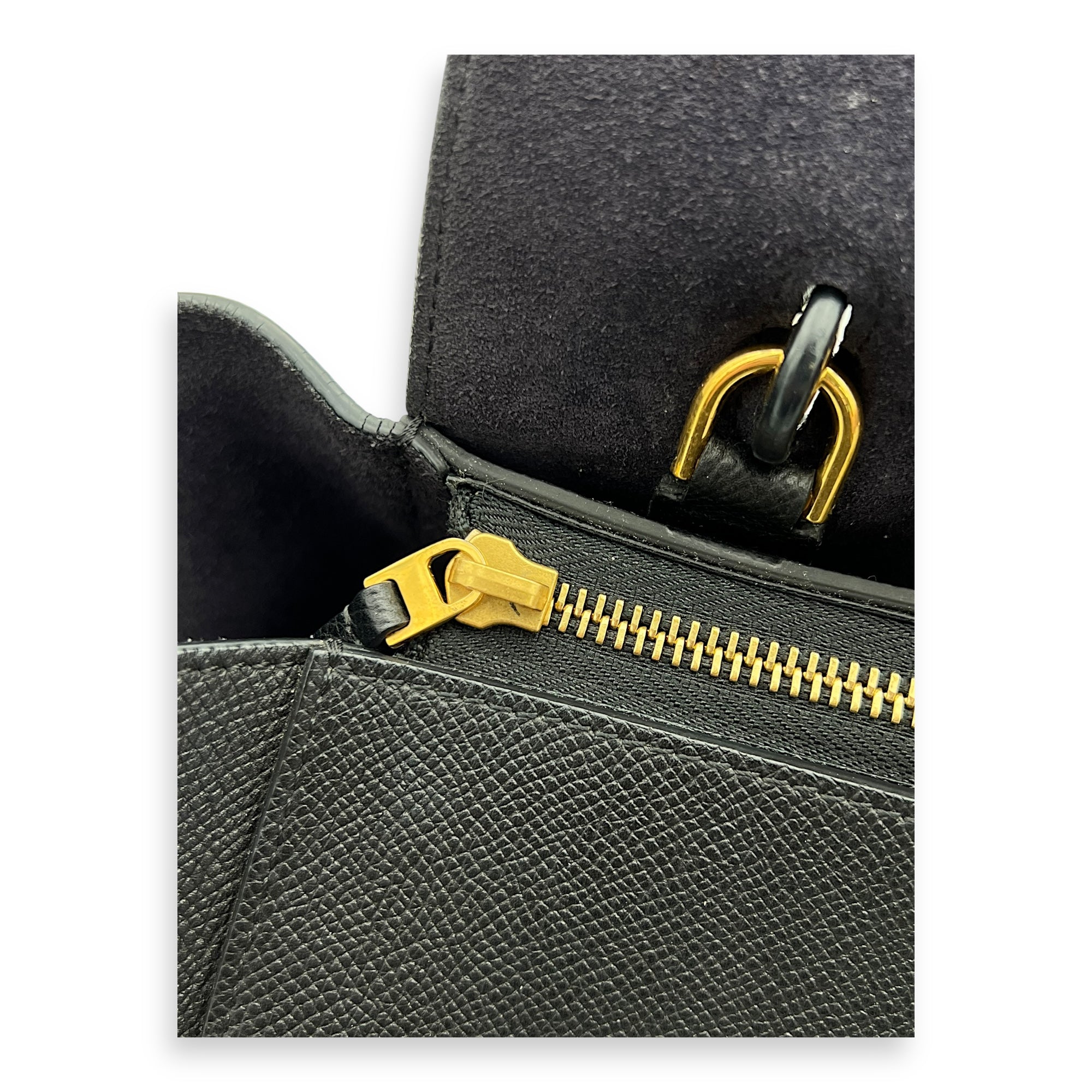 Celine Belt bag Top Handle Bag Mini Black in Calfskin, Gold hardware_1