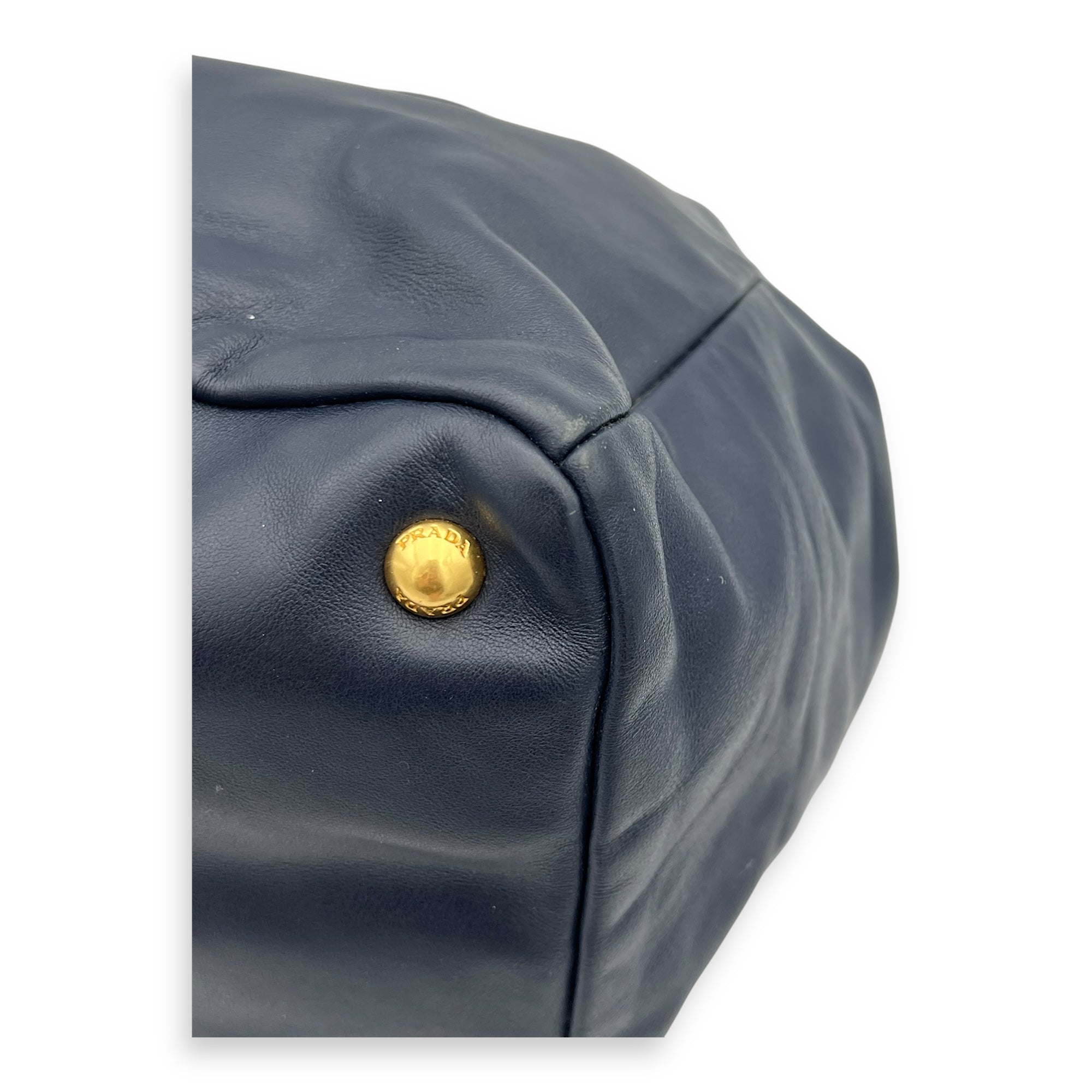 Prada 2 way bag Top Handle Bag Blue in Calfskin, Gold hardware_7