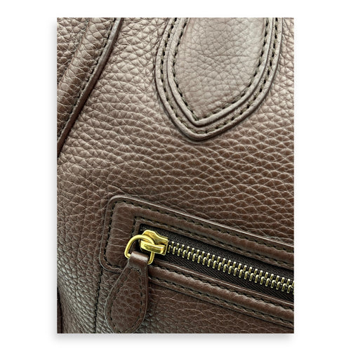 Celine Luggage Top Handle Bag Large Brown in Calfskin, Gold hardware_3