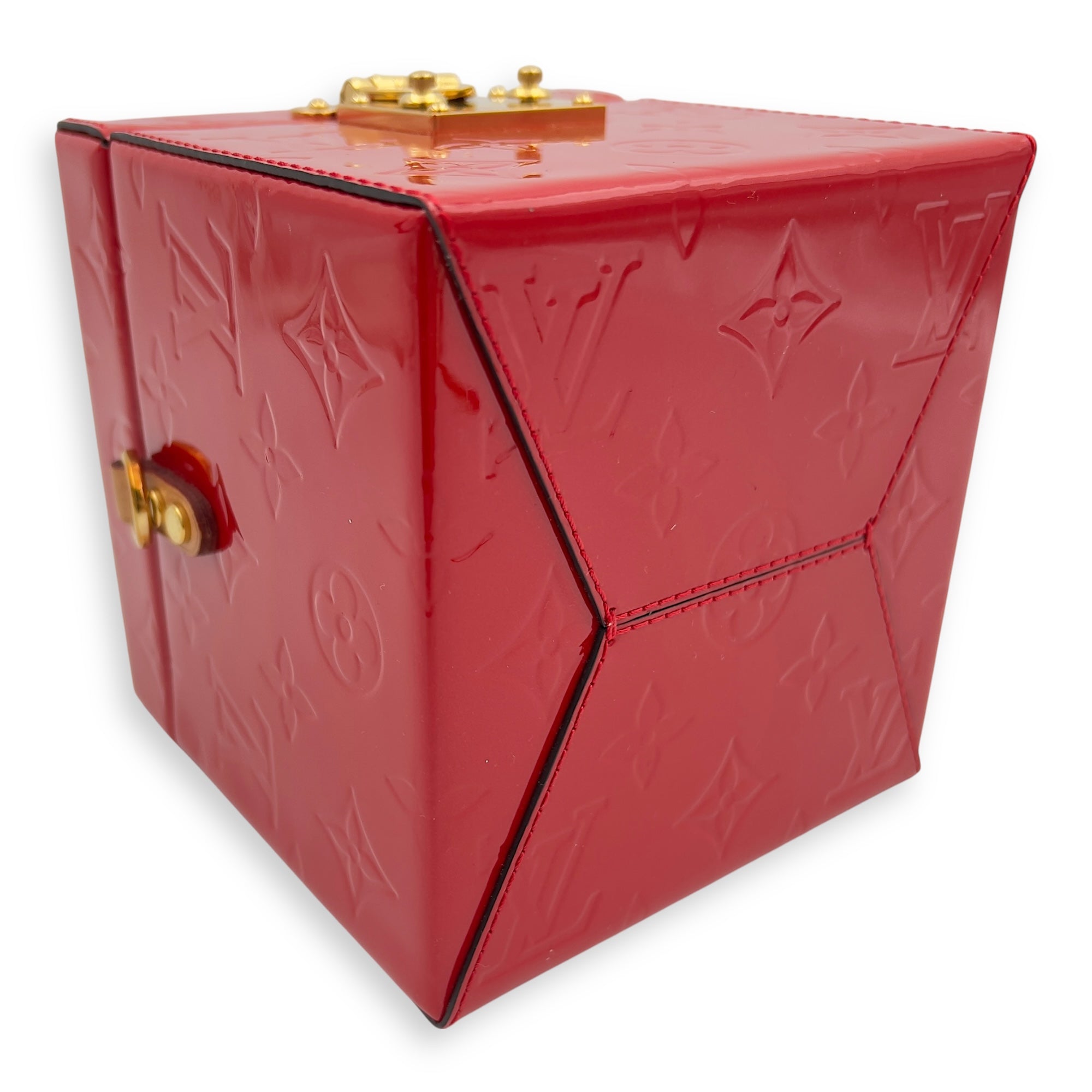 Louis Vuitton Bleecker Top Handle Bag Red in Vernis, Gold hardware_10