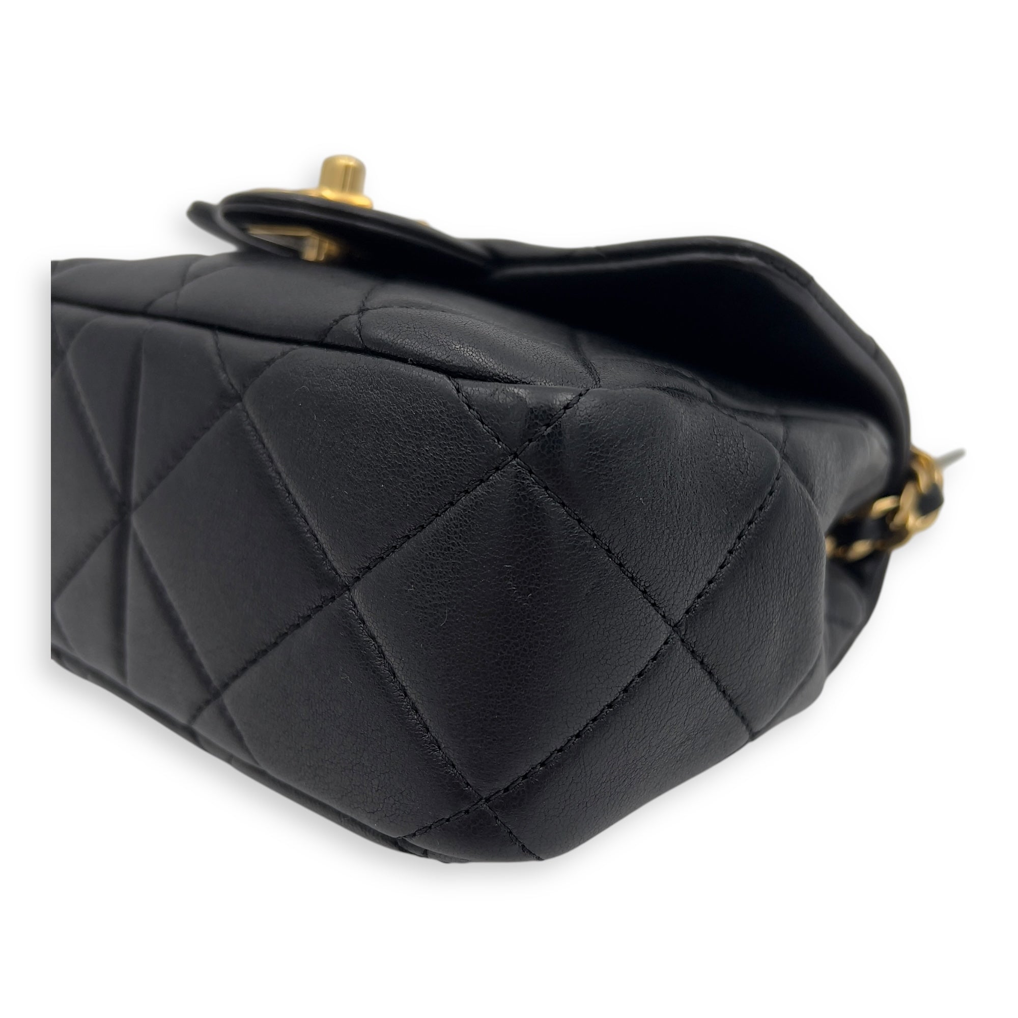 Chanel CC Flap  Top Handle Bag Black in Calfskin, Gold hardware_8