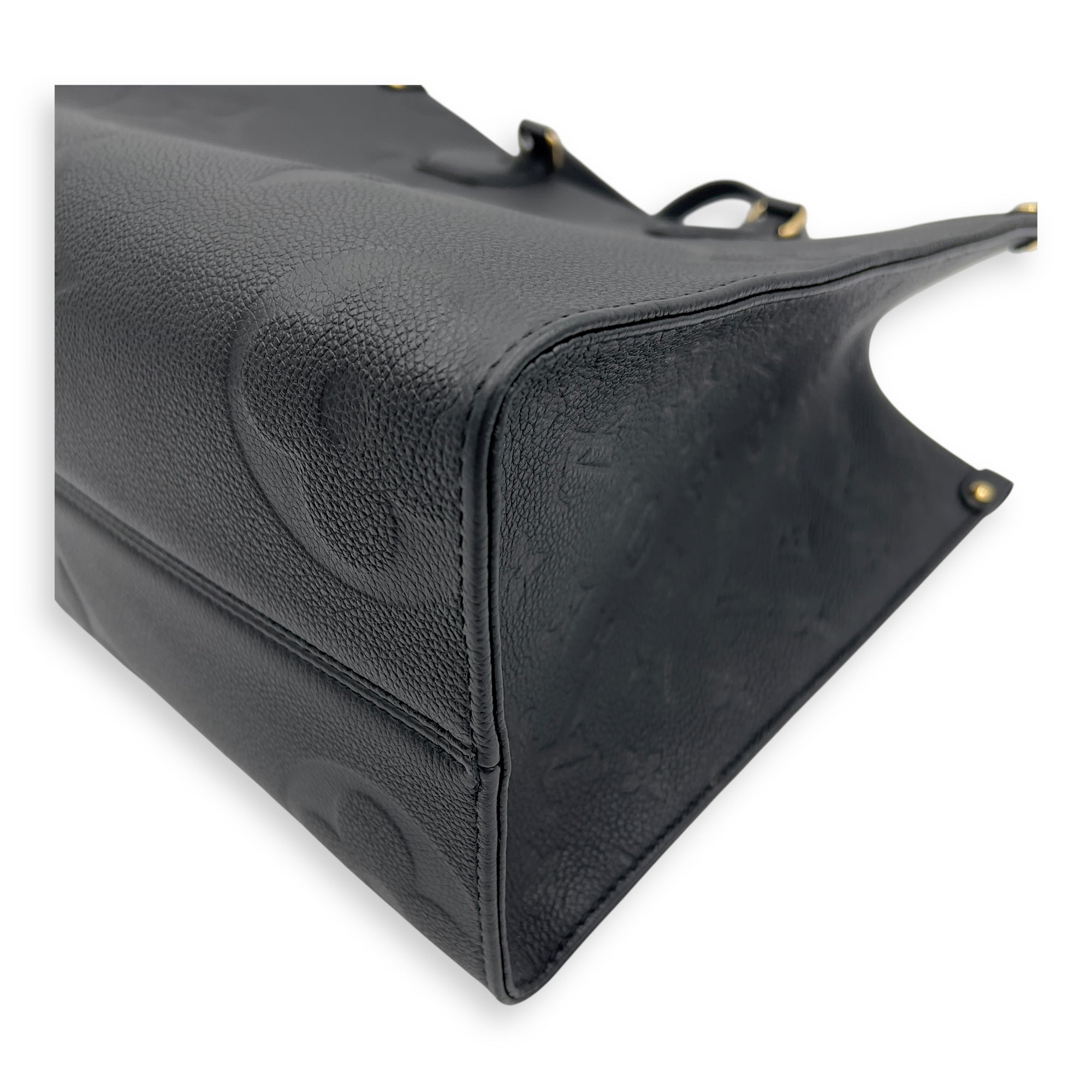 Louis Vuitton OnTheGo MM Black Top Handle Bag in Empreinte Leather, Gold hardware_8