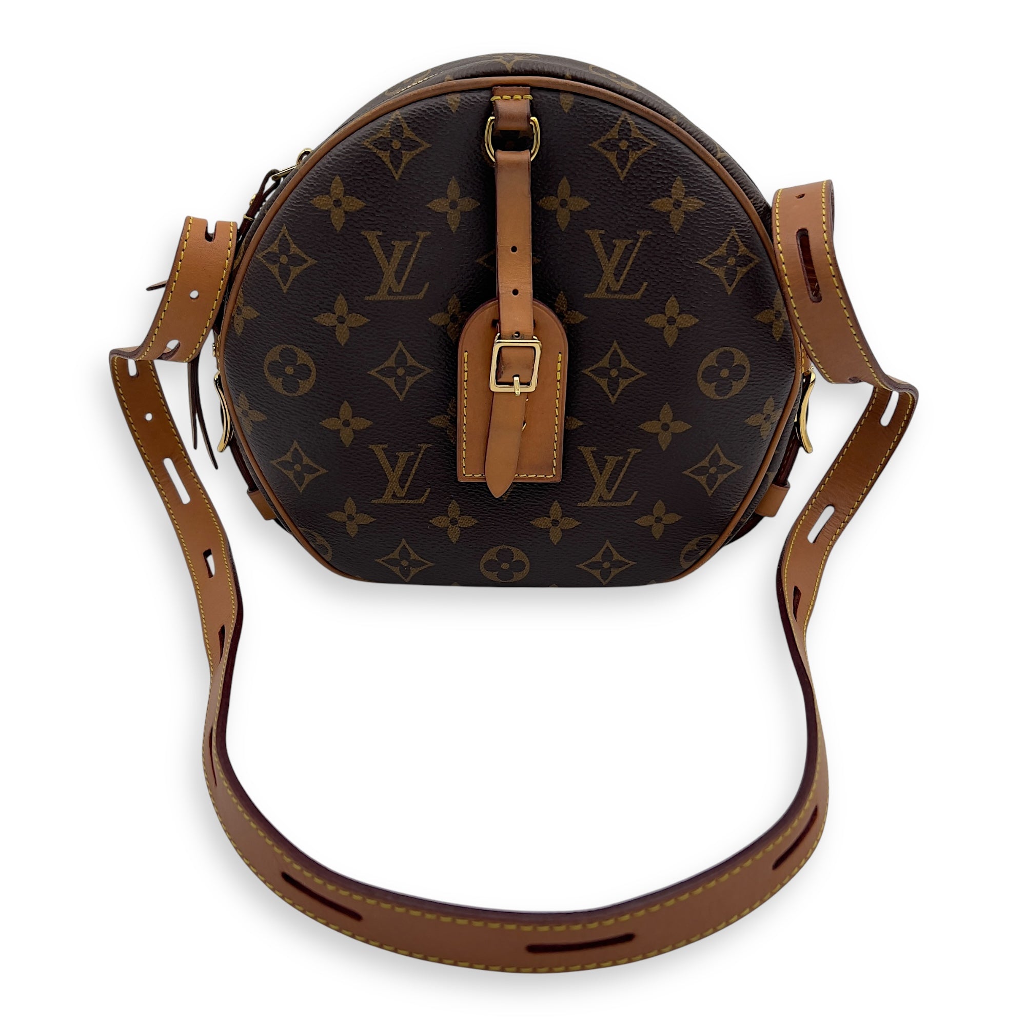 Louis Vuitton Boite a Chapeau MM Brown Crossbody Bag in Monogram Coated Canvas, Gold hardware_6