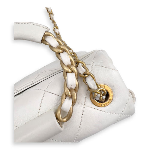 Chanel 20C In The Loop CC Flap White Top Handle Bag in Lambskin, Gold hardware_8