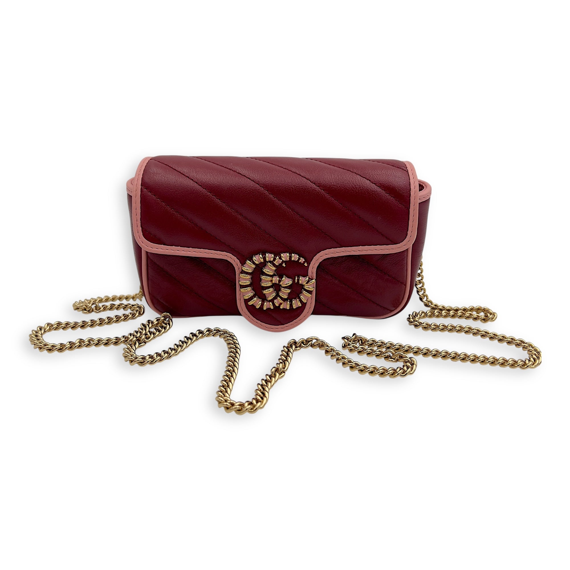 Gucci GG Marmont Crossbody Bag Super Mini Red in Calfskin, Gold hardware_6