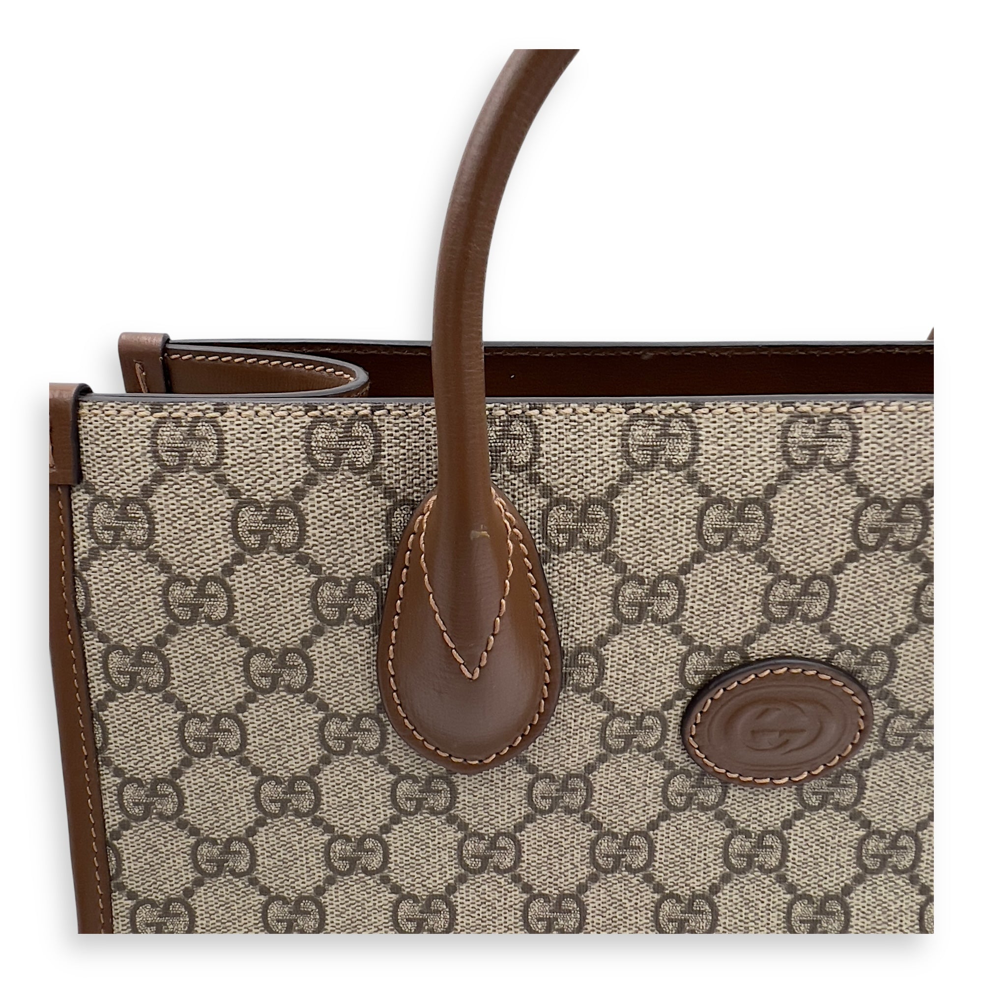 Gucci GG Top Handle Bag Brown in Coated Canvas, Gold hardware_8