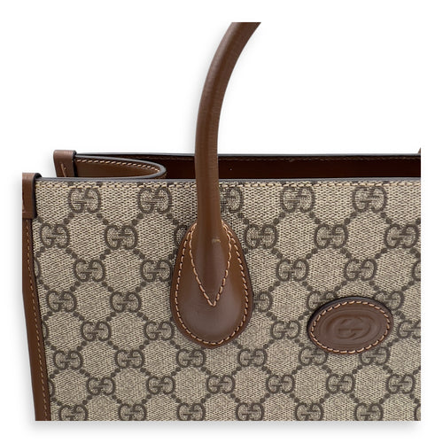 Gucci GG Top Handle Bag Brown in Coated Canvas, Gold hardware_8