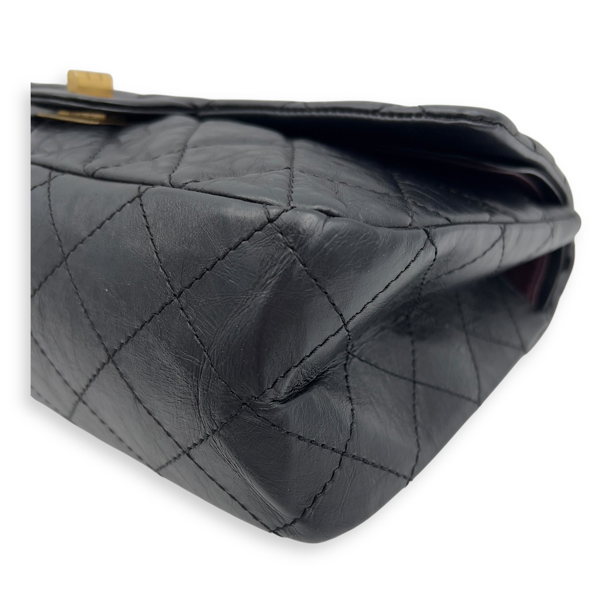 Chanel 2.55 Shoulder Bag 27 Black in Calfskin, Gold hardware_8