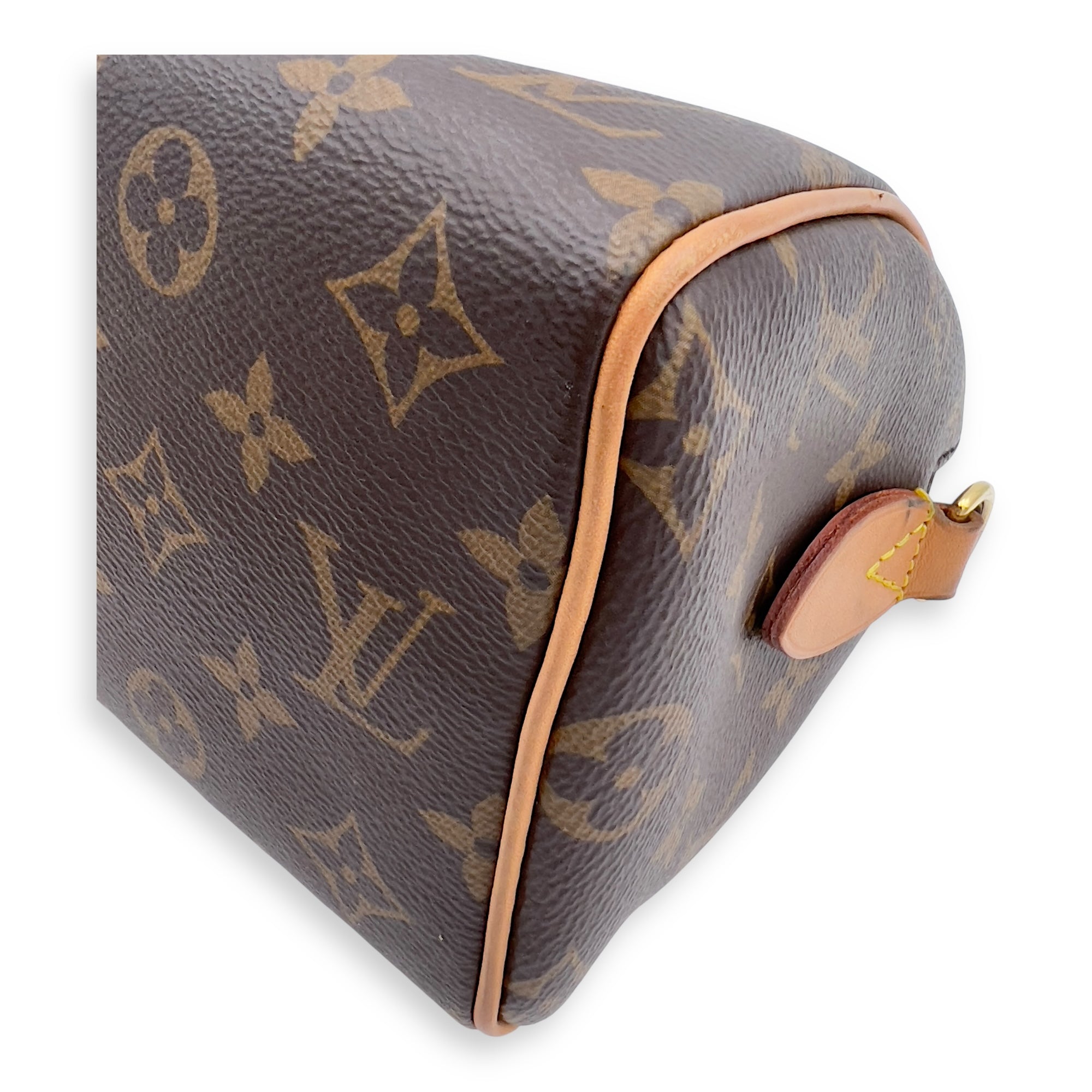 Louis Vuitton Speedy Bandouliere Top Handle Bag 20 Brown in Monogram Coated Canvas, Gold hardware_8