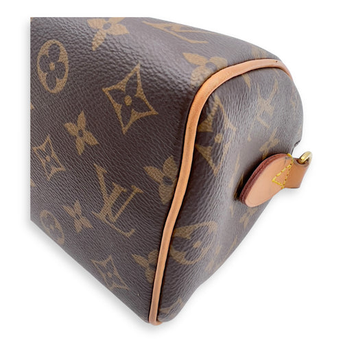 Louis Vuitton Speedy Bandouliere Top Handle Bag 20 Brown in Monogram Coated Canvas, Gold hardware_8