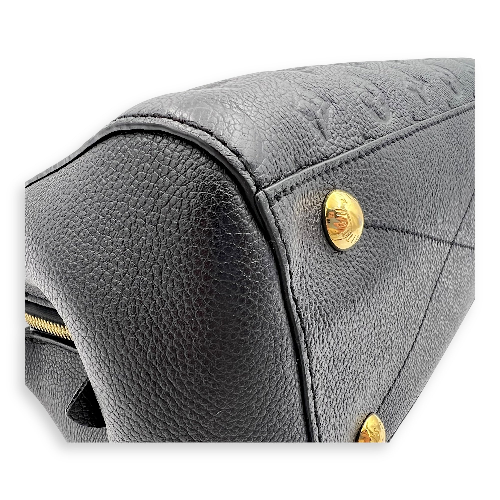 Louis Vuitton Montaigne Top Handle Bag BB Black in Empreinte Leather, Gold hardware_8