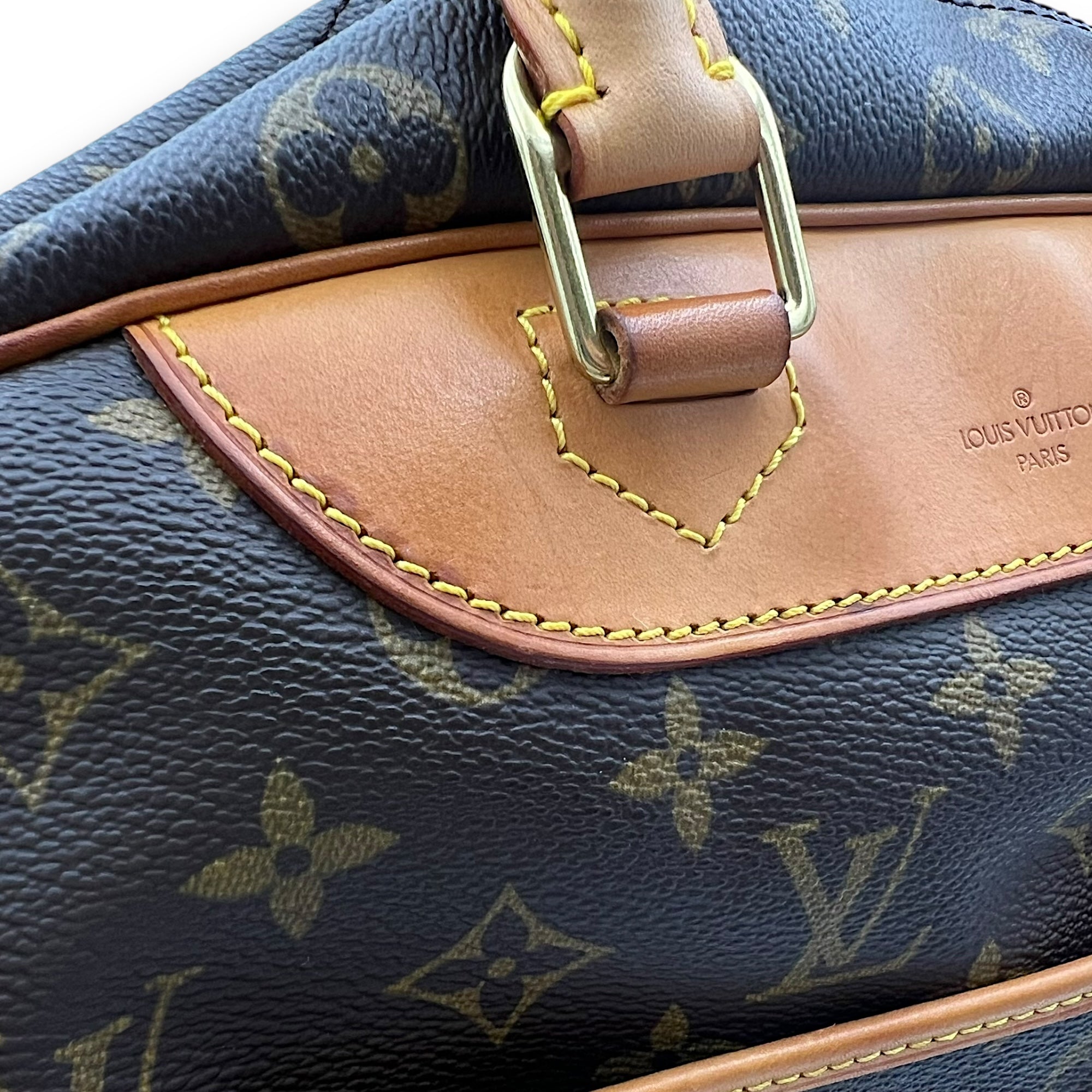 Louis Vuitton Trouville Top Handle Bag Brown in Monogram Coated Canvas, Gold hardware_8