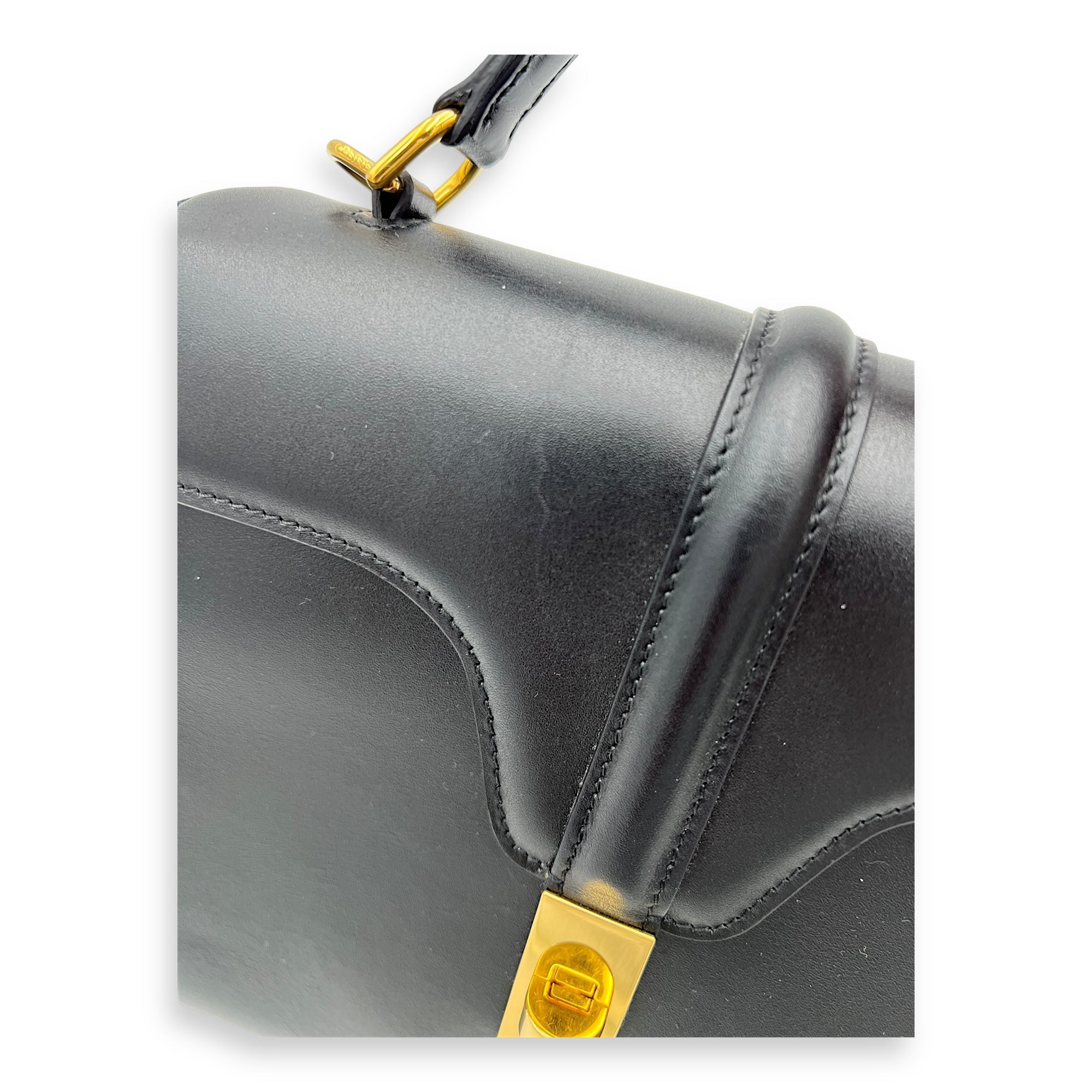 Celine 16 Top Handle Bag Black in Calfskin, Gold hardware_1