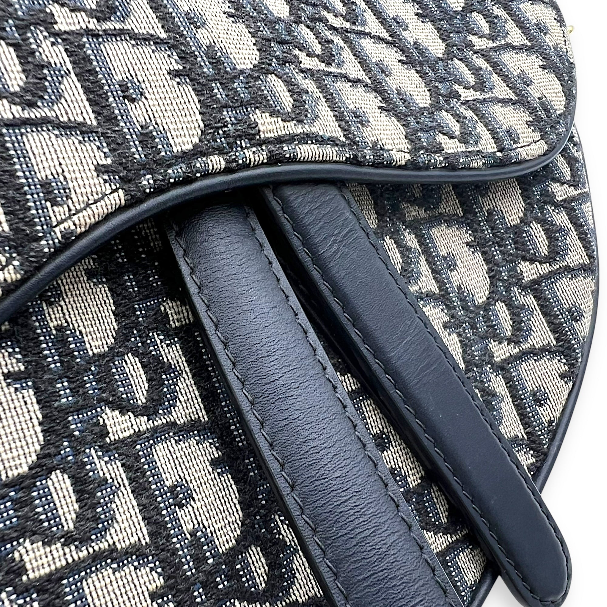 Dior Saddle Shoulder Bag Medium Blue in Jacquard, Gold hardware_10