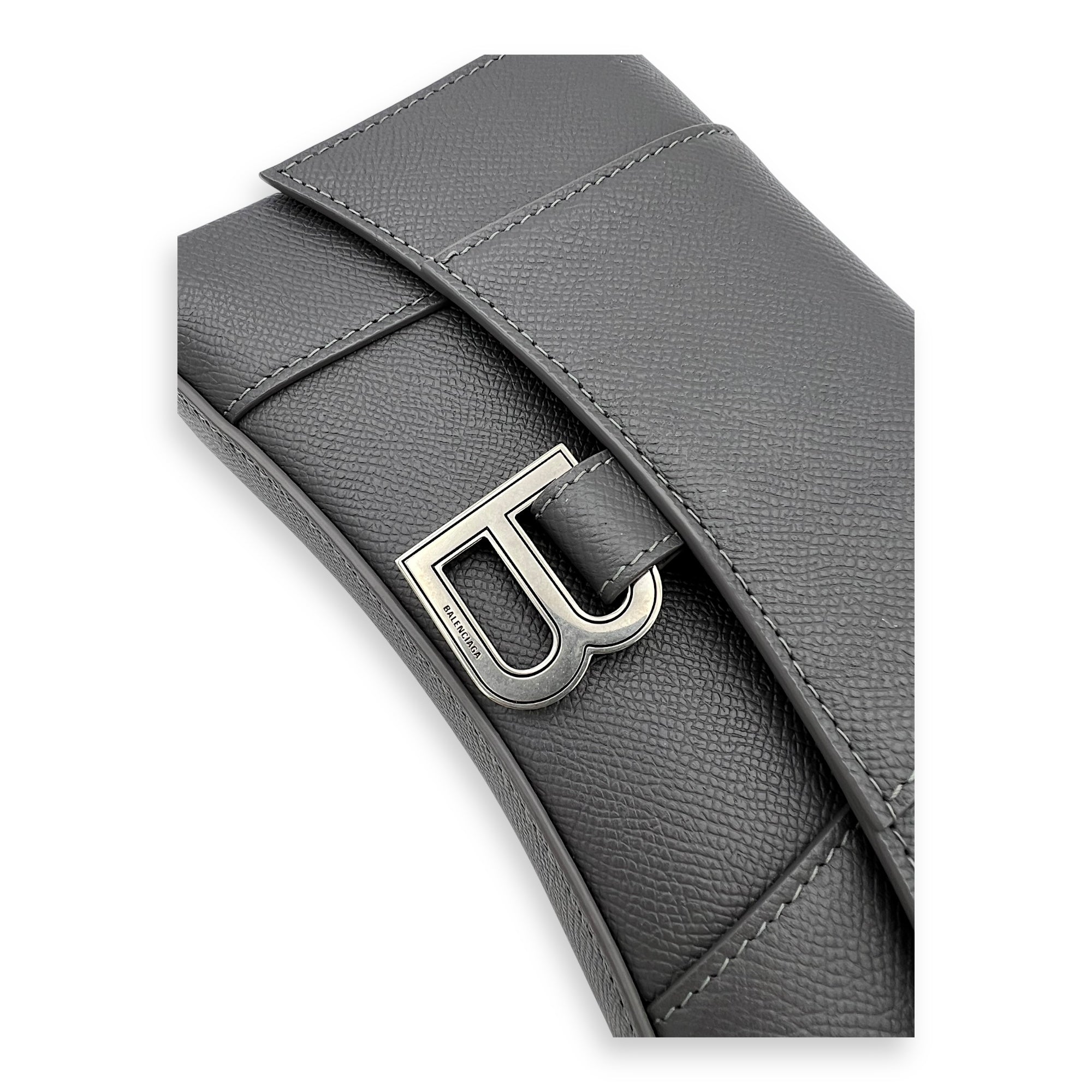 Balenciaga Downtown Crossbody Bag Grey in Calfskin, Silver hardware_3