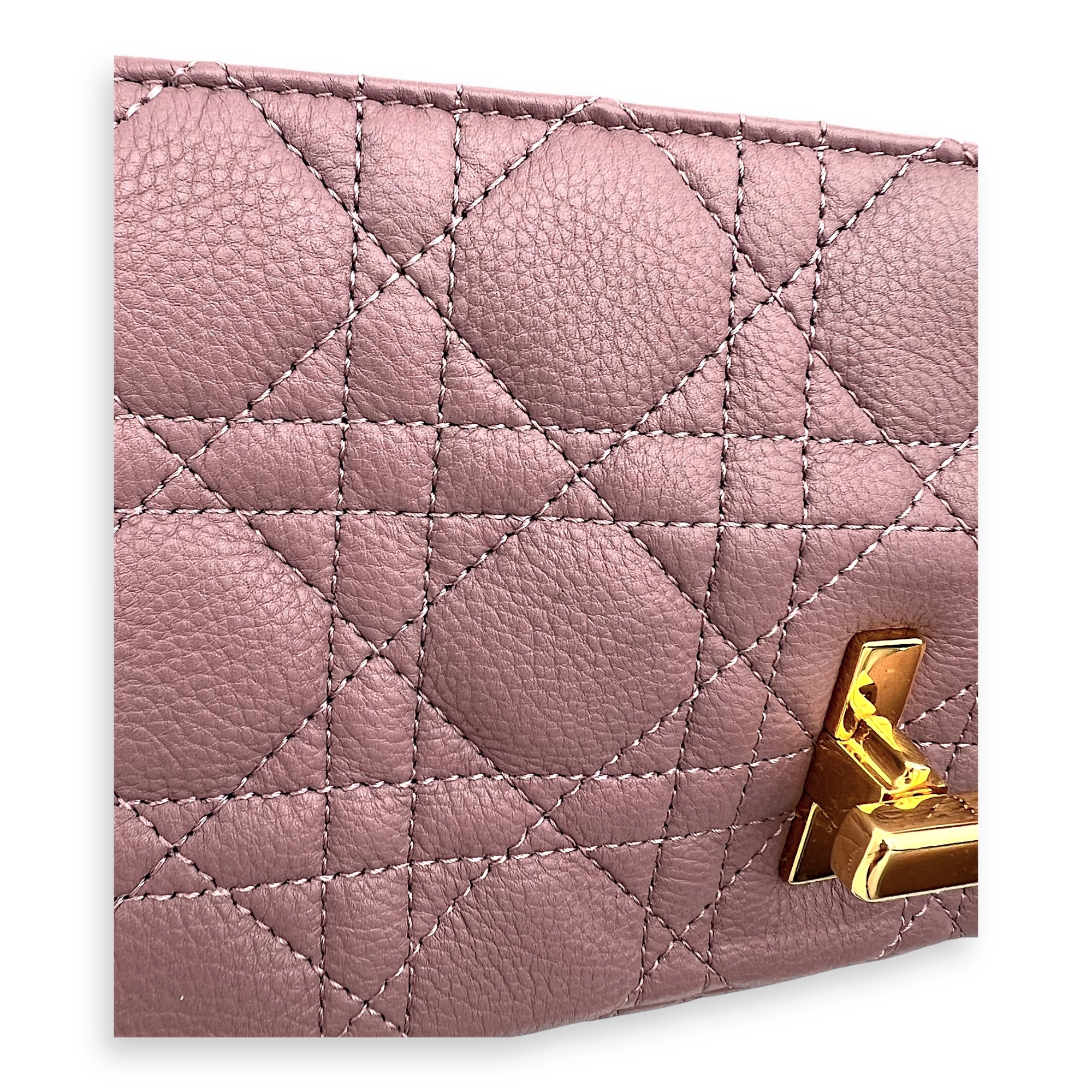 Dior Caro Shoulder Bag Purple in Calfskin, Gold hardware_2
