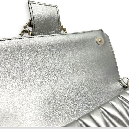 Miu Miu Matelassé Crossbody Bag Silver in Lambskin, Silver hardware_8