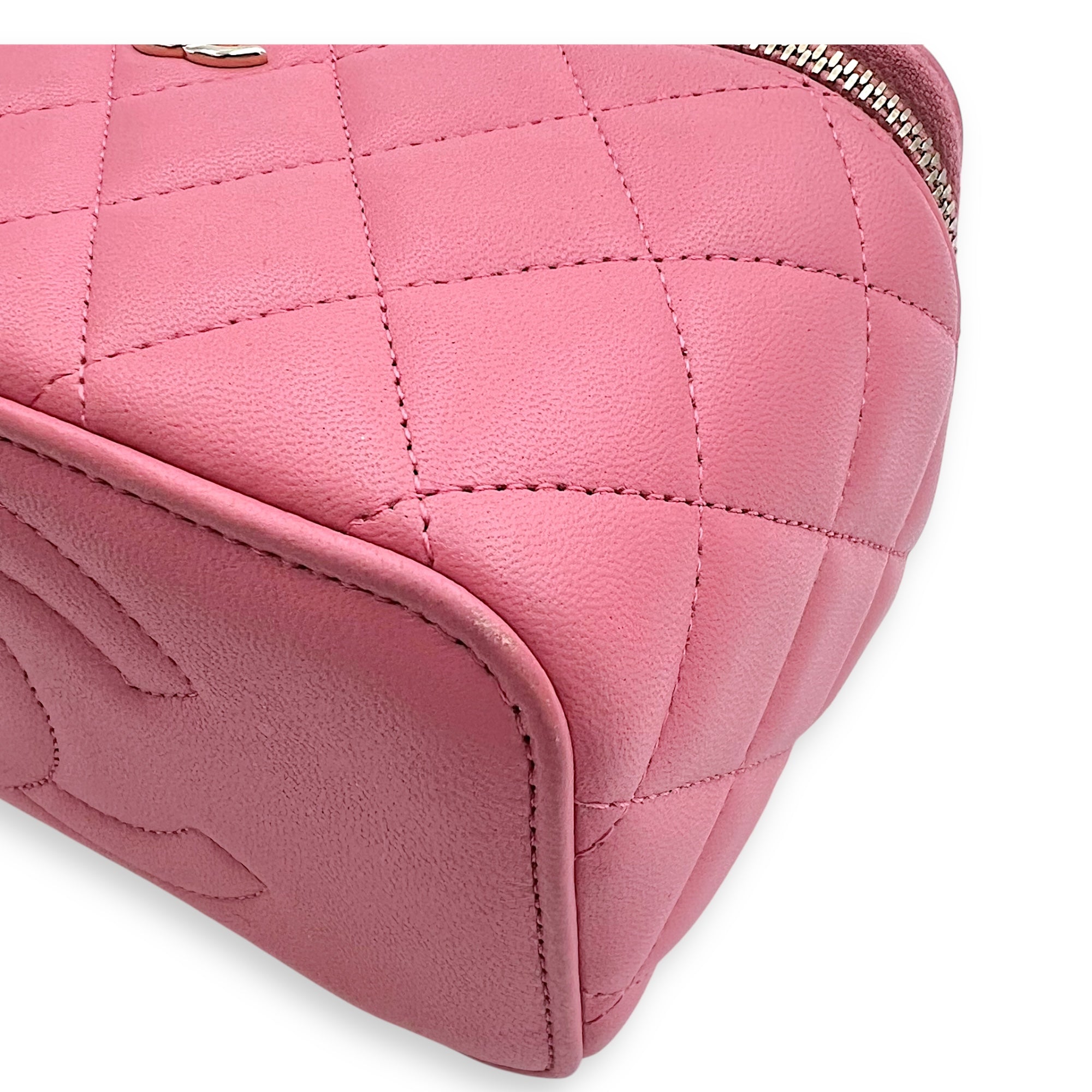 Chanel Vanity Top Handle Bag Pink in Lambskin, Gold hardware_8