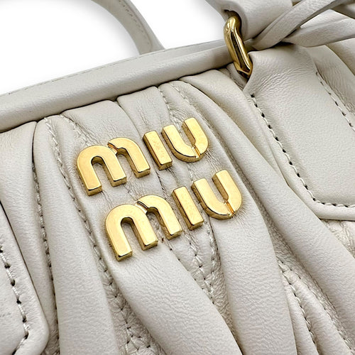 Miu Miu Arcadie Top Handle Bag White in Calfskin, Gold hardware_8