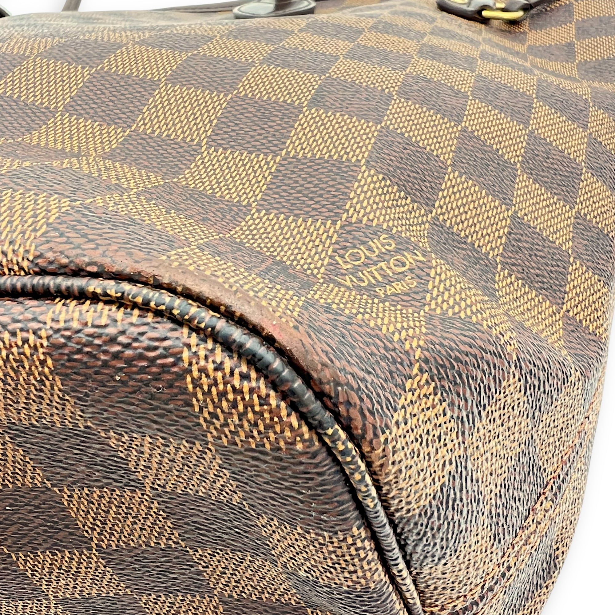 Louis Vuitton Neverfull Tote Bag Damier Ebene in Coated Canvas, Gold hardware_8