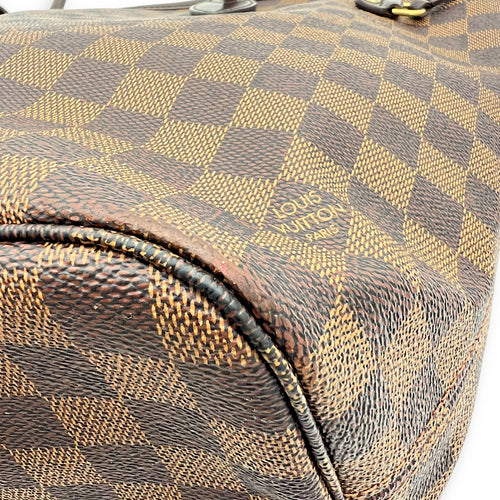 Louis Vuitton Neverfull Tote Bag Damier Ebene in Coated Canvas, Gold hardware_8