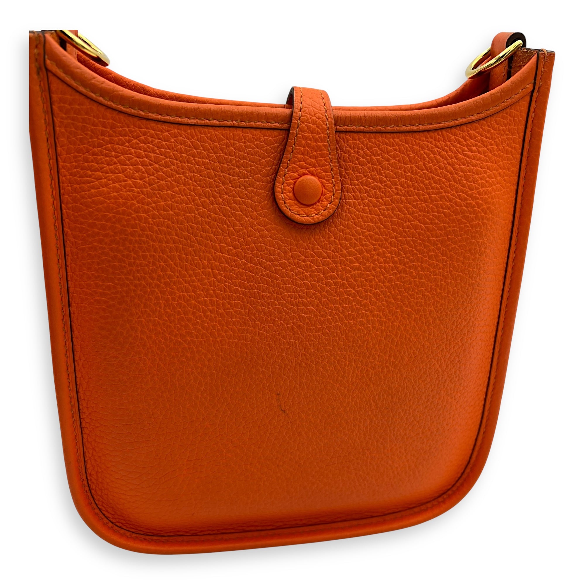 Hermès Evelyne Orange in Clemence, Gold hardware_8