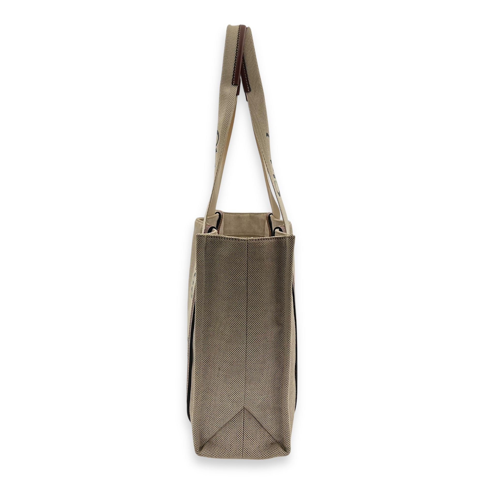 Chloé Woody Medium Beige Tote Bag in Canvas_3